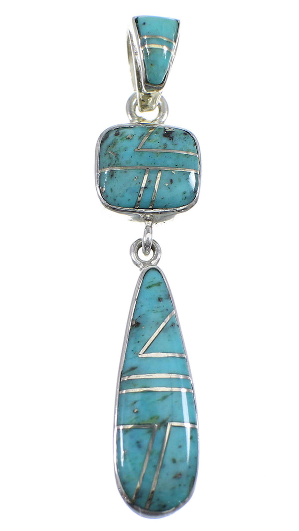 Southwest Turquiose Inlay Sterling Silver Pendant YX51714